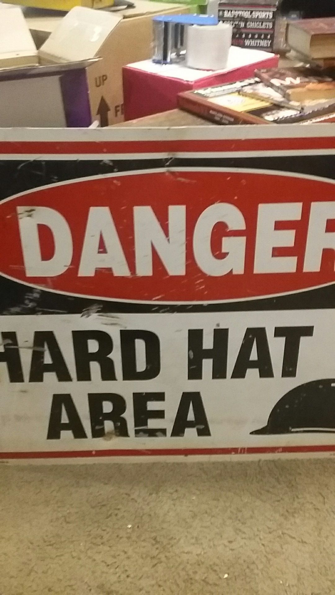 Vintage metal construction sign