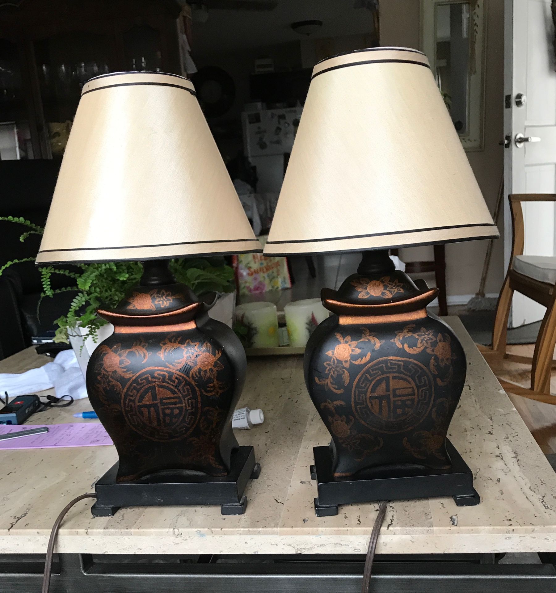 Matching bronze lamps
