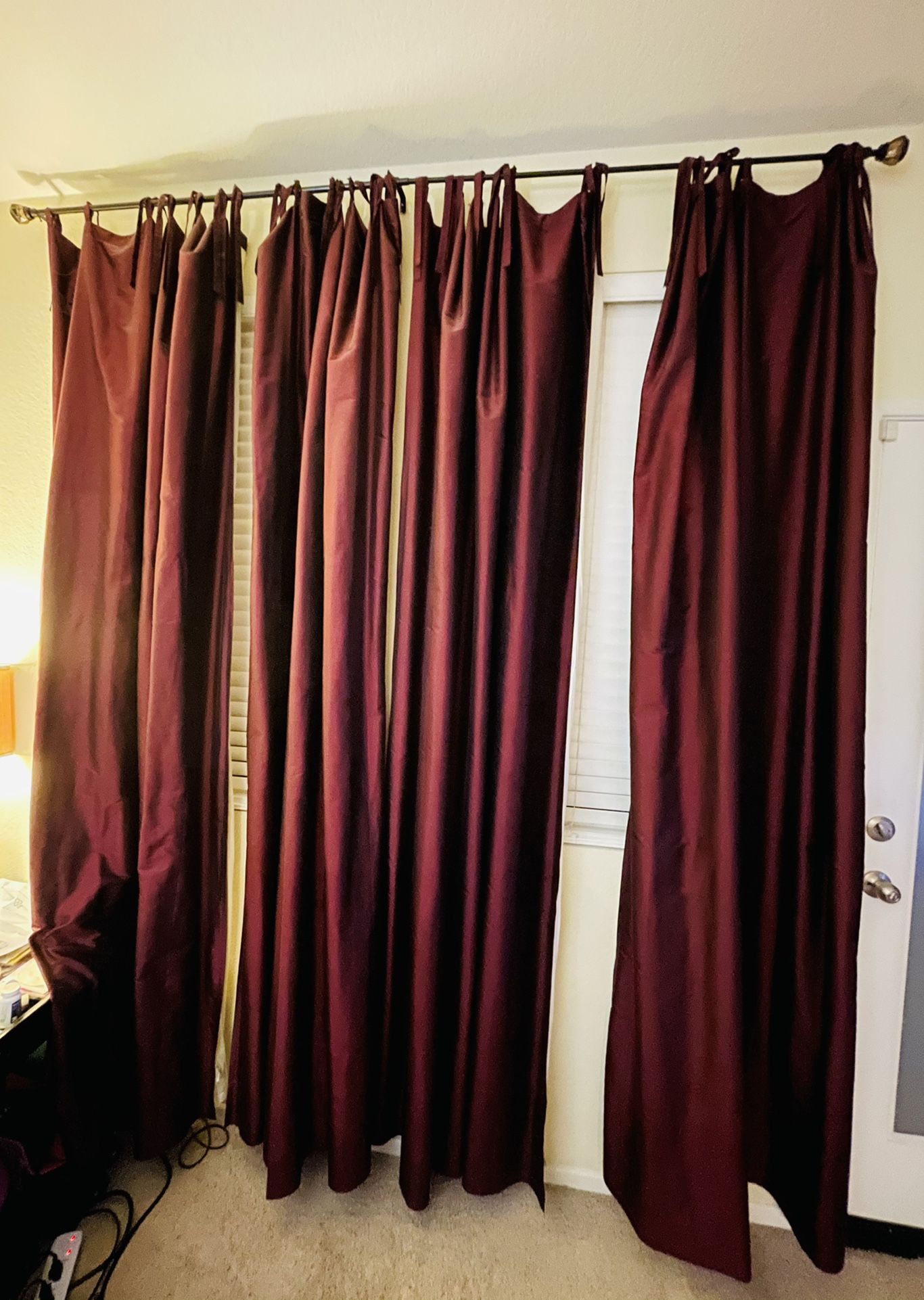 Pottery Barn Dupioni Silk Tie-Top Blackout Curtains and Rod