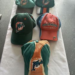 5 Vintage Miami Dolphin Caps 