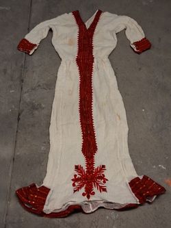 White Maxi Dress with Red Embroidery