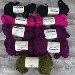 Large Lot 9 Vintage Bear Brand Wool and Shetland Wool Yarn