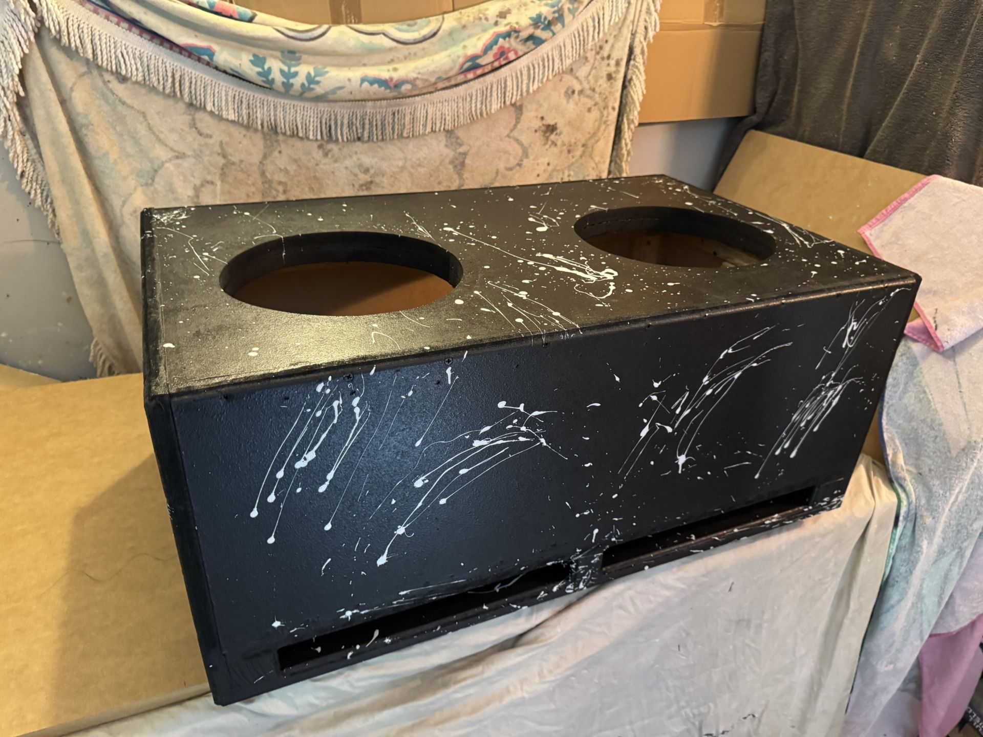//All Brand New//2..12s Subwoofer Sub Box Custom Built Ported Box Tuned 32 Hz Very Very Strong Built Box Top Double Layered Double Baffled Bottom port