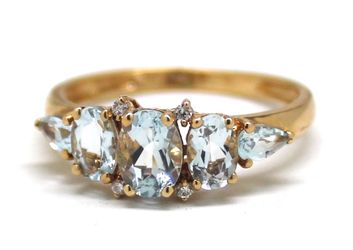 Ladies Aquamarine/14K Gold Birthstone Ring