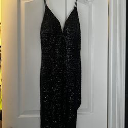 Black Sequin Prom Dress 