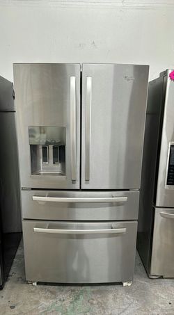 Whirlpool 4-Door Refrigerator (French Door Fridge with Drawer Freezer) Stainless Steel - Water Dispenser, LED Lighting