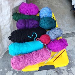 Yarn And 3 Crochet Hooks