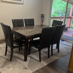 Dining Table With 6 Leather Chairs