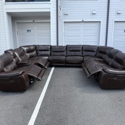 Sectional Couch Modular Couch 9 Pieces Real Leather Power Recliner 