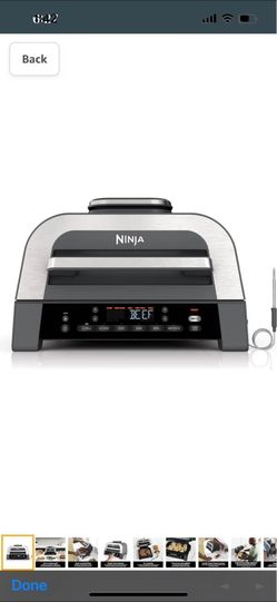 Ninja DG551 Foodi Smart XL 6-in-1 Indoor Grill with Air Fry, Roast, Bake, Broil, & Dehydrate, Foodi Smart Thermometer, 2nd Generation, Black/Silver