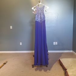 Blue Sequin Prom Dress