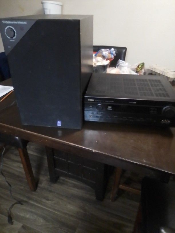 Yamaha HTP 5650 Receiver And Cerwin Vega Bass Sob Woofer Box With Built In Amp