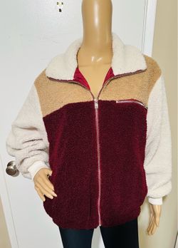 Lush Colorblock Print FauxShearling Jacket Size S