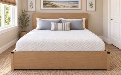 Queen Size Bed Frame Modern Wood Platform -Mattress Optional