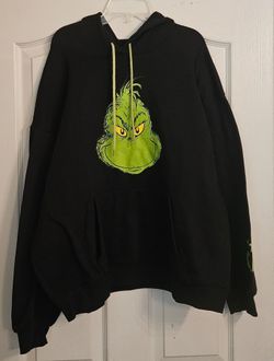 The Grinch black hoodie with face womens XXL