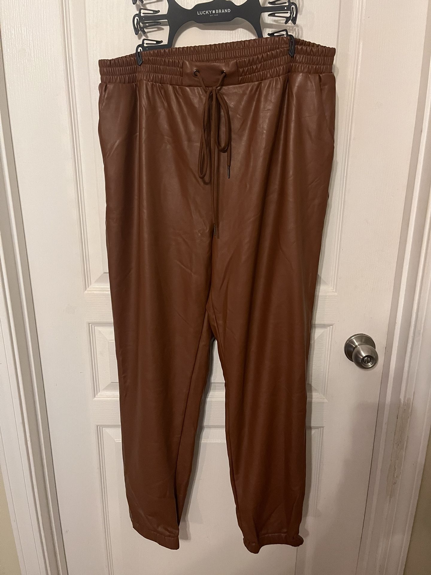 21 Saints Faux Leather Joggers