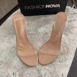 Fashion Nova Nude Clear Heels 