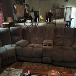 4 Recliner Sectional Brown 