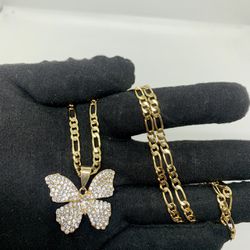 Butterfly Necklace 14k Gold Plated 