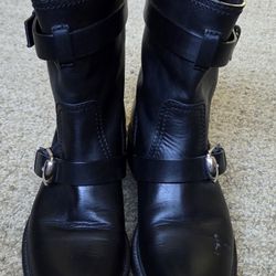 Gucci Black Leather Motorcycle Women Boots