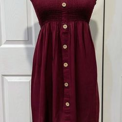 Strapless Stretchy Purple Dress With Faux Buttons