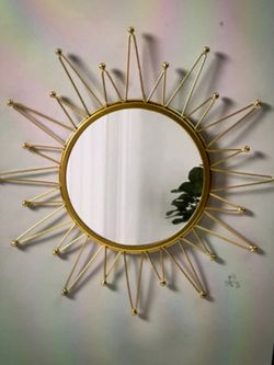 Gold mirrors metal sunburst wall mirror for room
