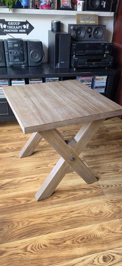 Wood-Tone Side Table with X-Base