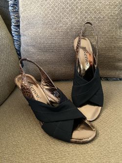 J Renee women’s heels black with brown croc heel size 8