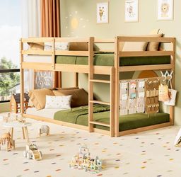 Low Twin over Twin Natural Wood Bunk Bed
