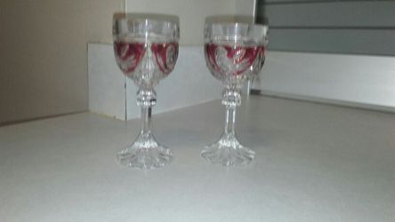 2 Hofbauer German crystal cordial glasses