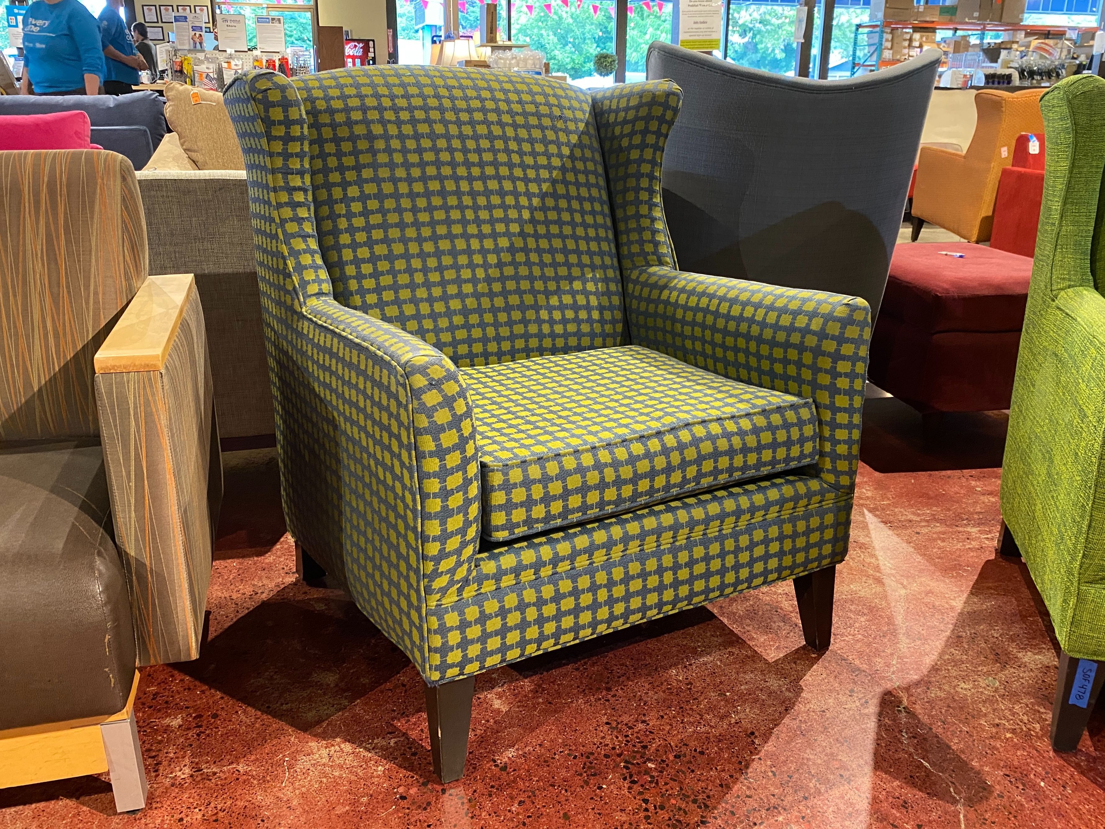 Sounders Blue & Green Wingback Armchair