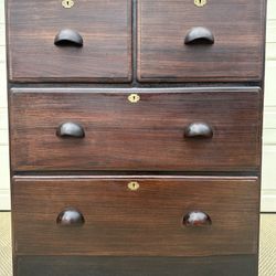 TOP QUALITY! ANTIQUE SOLID BLACK WALNUT CHEST OF DRAWERS - EXTREMELY WELL MADE!