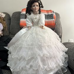 Victorian Umbrella Dress Porcelain Doll