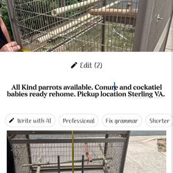Large Parrot Cage. 