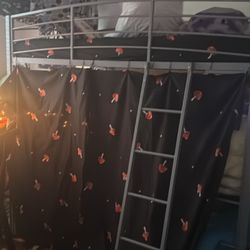 Twin Size Loft Bed With Desk And Shelves