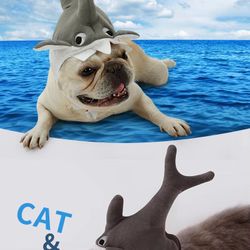 New Shark Design Super Cute Dog Cat Puppy Hat Halloween Cosplay Cap Mane Pet Costume