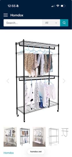 Homdox Double Rod Wire Garment Rack