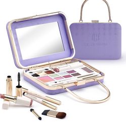 Color Nymph Beginner Makeup Kits For Teens With The Delicate Handbag Included Eyeshadow Palette Blushes Bronzer Highlighter Lipstick Brushes Mirror(Pu