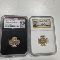 2x 1/10th Gold Eagles Graded NGC