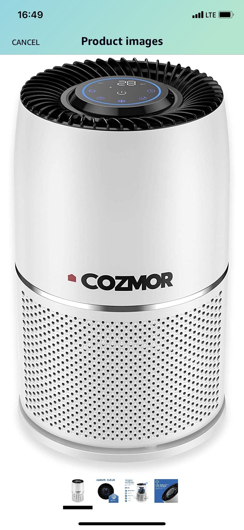 Cozmor Air Purifier for Home Large Room with Auto Sensor and HEPA H13 Filter - with CleanFuse Technology,Child and Pet Friendly - Reduces Odors, Mold