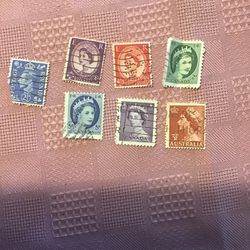 Lot Of  7, Vintage Used Royalty Stamps From Great Britain 