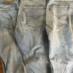 3 Pack Levi's Red Tag 502 Men's Slim Fit Cotton Blend Blue Medium Wash Jeans Size 34x32