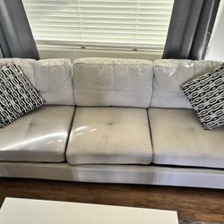 BBQ Grill, 4 Piece White Sectional Couch, Loveseat & Chair/Ottoman