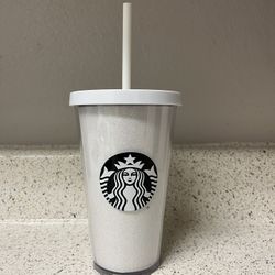 Starbucks White Glitter Grande Cold Cup 🤍