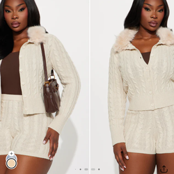 Knitted Women's 2pc  set with furr