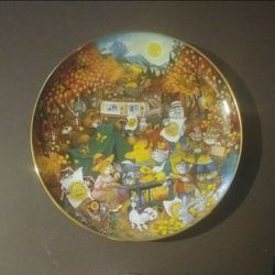 Flapjack Feast Bill Bell Collector's Plate Franklin Mint Gold Medal Flour Collectible General Mills Vintage Cats Camping Animals Porcelain 
