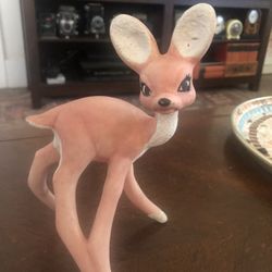 Looks Pink Vintage Midcentury Handpainted Ceramic Deer: