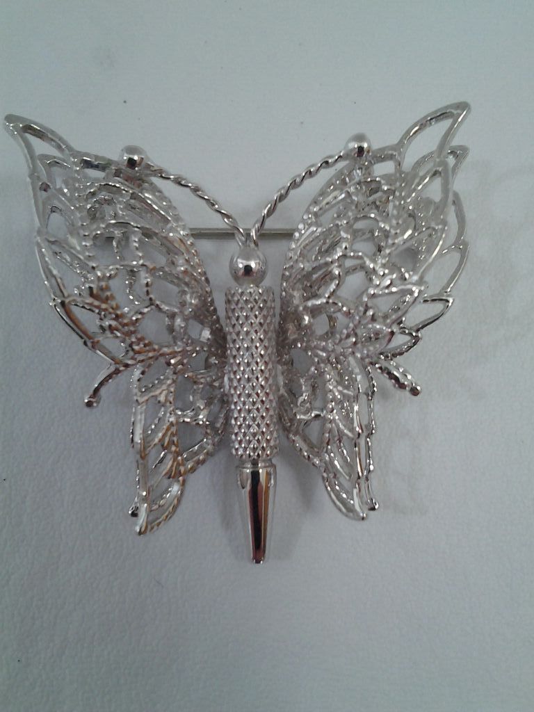 VINTAGE Monet Silver-tone Butterfly Brooch