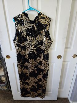 Size 14 Brand new Tags still on. Black Gold Sequined Dress View desc and photos