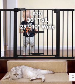 30” Tall By 29”-40” Wide Baby Gate Dog Gate Safety Gate Brand New Open Box Black Babelio